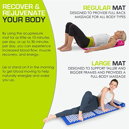 ProsourceFit Acupressure Mat and Pillow Set for Back/Neck Pain Relief and Muscle Relaxation, Pink - color: Large - Pink/White, size: Large