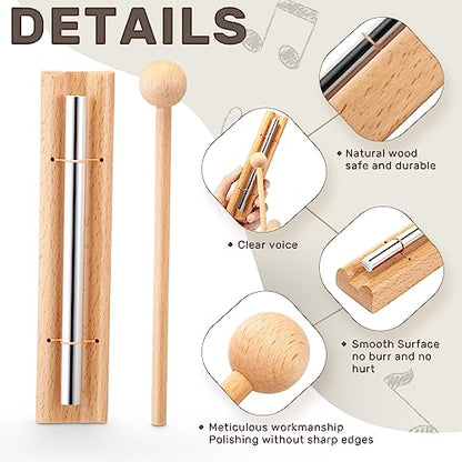 Boao 12 Pcs Meditation Chime, Mindfulness Teacher Hand Bell Chime Musical Percussion Instrument with Mallet Reminder Tools for Prayer Yoga Music Sound Gift
