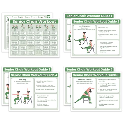 Senior Exercise Chair Workout Poster, 30-Day Stretching and Gentle Seated Exercise Chart