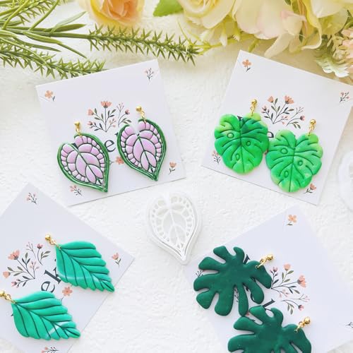 Leaf Shape Polymer Clay Cutters Set – Molds and Clay Cutters for Polymer Clay, Botanical Clay Earring Tools - color: B color