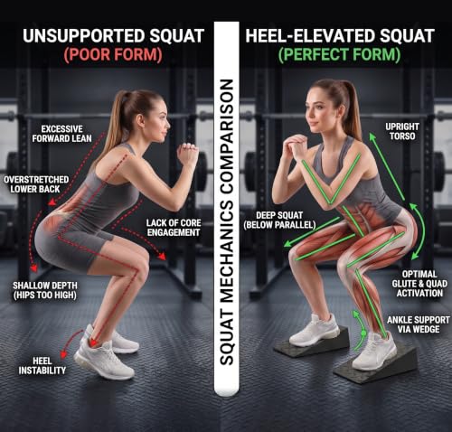 2 Pack Squat Wedge Block Set for Squats, Heel Elevated Squat Wedge for Improved Depth & Mobility, Non-Slip Workout Wedges for Weightlifting, Calf Stretching, Ankle Mobility & Home Gym Training
