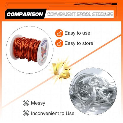 Aluminum Craft Wire,8 Gauge (3mm) Orange Bendable Wire,32 Feet Continuous Roll for Jewelry Making,Sculpting,Floral & Armature Projects - size: 8 Gauge 32FT, style: Orange