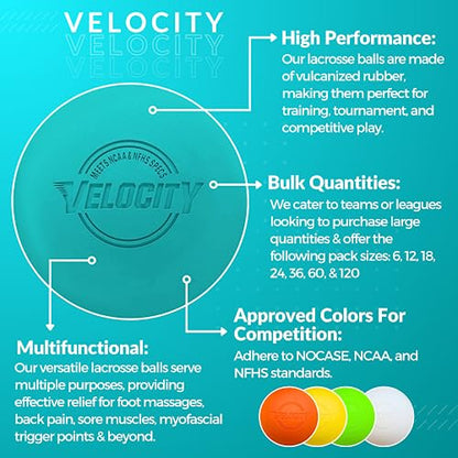 Velocity 라크로스 볼 - 60팩 및 120팩 - 연습용, 공식 NFHS 및 대학 승인 사이즈 - color: 청록색, size: 120 Balls, style: 연습용 공