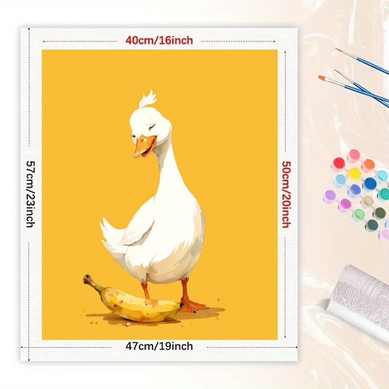 Share Young Goose and Banana Paint by Numbers Kit for Adults - DIY Funny Goose Painting on Canvas 16x20In, Frameless Acrylic Paint Set, Suitable for Beginners, Art for Home Decoration or Gifts