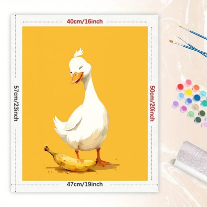 Share Young Goose and Banana Paint by Numbers Kit for Adults - DIY Funny Goose Painting on Canvas 16x20In, Frameless Acrylic Paint Set, Suitable for Beginners, Art for Home Decoration or Gifts