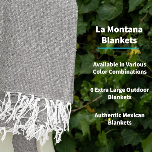 La Montana 6 Pack Heavyweight Solid Mexican Blanket, 74"x50", Cool Gray - color: Cool Gray