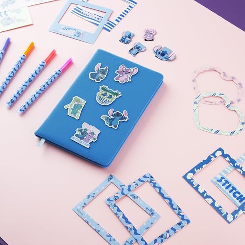 Get Trend Disney Stitch Scrapbook Kit for Kids with Notebook, Stickers, Pens, Bookmarks, Frames, Patches, Creative Art Supplies, Gifts for Kids (Blue Stitch) - color: Blue Stitch