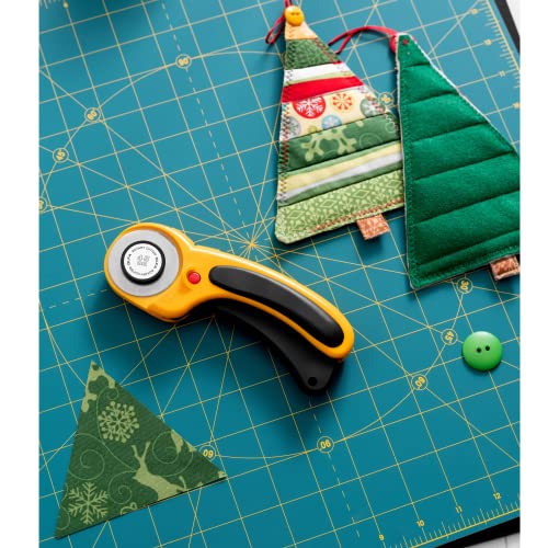 OLFA 60mm Ergonomic Squeeze-Handle Rotary Cutter (RTY-3/DX) - 12-Layer | 60mm endurance tungsten steel, squeeze trigger auto-retract - Heavy-duty fabric cutting - Quilters and Crafters