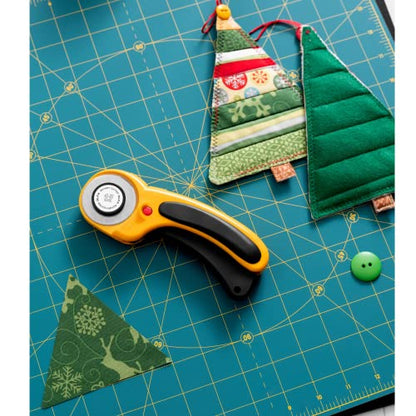 OLFA 60mm Ergonomic Squeeze-Handle Rotary Cutter (RTY-3/DX) - 12-Layer | 60mm endurance tungsten steel, squeeze trigger auto-retract - Heavy-duty fabric cutting - Quilters and Crafters