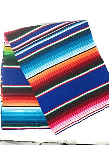 Large Authentic Mexican Blankets Serape Blanket 84" X 60" (Pick Your Color) Pattern Might Vary Slightly (Royal Blue) Zarape - color: Royal Blue