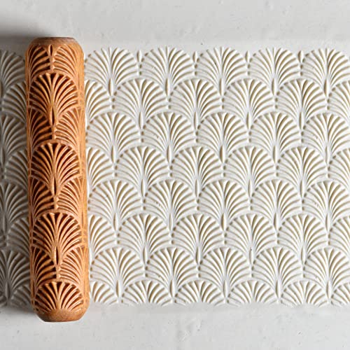 MKM Pottery Tools Wood Big Hand Rollers for Clay (BHR-106 Deco Fan) - color: BHR-106 Deco Fan