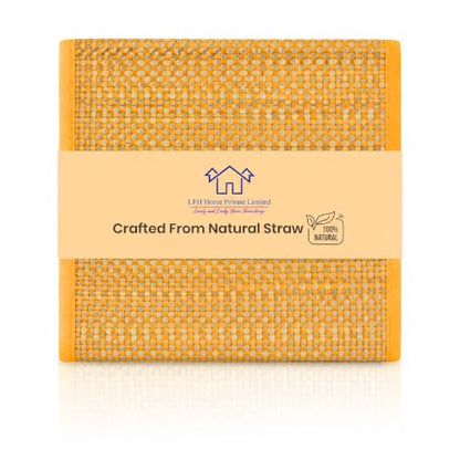 LFH Home Handmade Straw Yoga Mat For Exercise, Workout, Fitness - Perfect Heavy Quality Eco Friendly Natural Straw Reversible Yoga Mat for Men & Women - 72x24 Inch - color: Gold Yellow