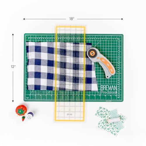 WA Portman 12x18 Fabric Cutting Mat, Quilting Rotary Cutter, Acrylic Ruler | Sewing Kit includes 12x18 Fabric Cutter Mat with 5pc Blade Rolling Cutter for Fabric, & 6x18 Acrylic Ruler, Quilting Supplies - size: 12" x 18"