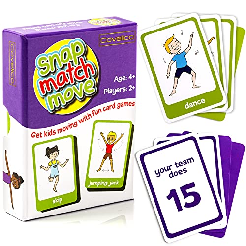 Exercise Cards for Kids, Play PE Games with 20 Exercises, 52 Cards | PE Teacher Must Haves, Solo or Group Play, Indoor Classroom Recess Games, Home School Therapy, Snap Memory Go Fish, Ages 4+ - style: Kids Exercise Cards