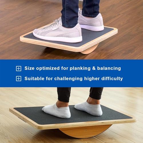 StrongTek Balance Board & 4-Angle Foot Rest Set, Professional Wooden Rocker Board + Adjustable Under-Desk Foot Stool, Non-Slip, Improves Core Strength, Posture & Circulation, Home Gym & Office