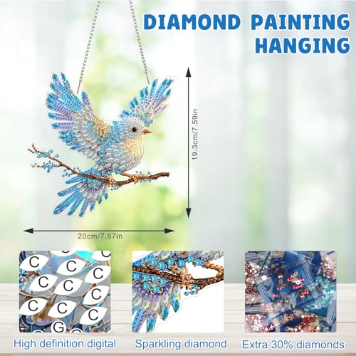 MAXBYE Bird Diamond Art Painting Kits for Adults Beginners Hanging Pendent, DIY 5D Special Shaped Crystal Diamond Painting Kits Ornament for Gift Home Wall Door Decor 8×8 Inch - color: 21-Suncatcher