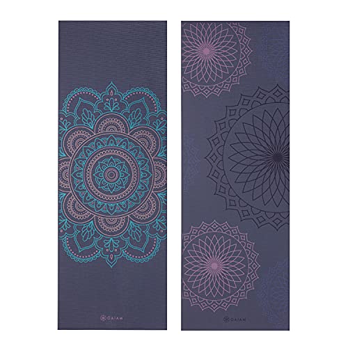 Gaiam Yoga Mat - Premium 6mm Print Reversible Extra Thick Non Slip Exercise & Fitness Mat for All Types of Yoga, Pilates & Floor Workouts (68" x 24" x 6mm Thick) - color: Purple Illusion