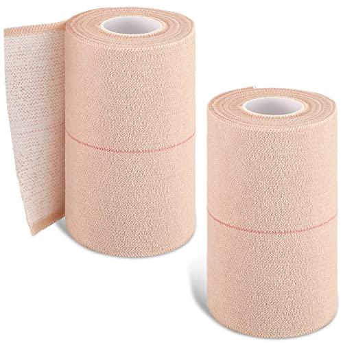 Nuanchu 2 Rolls Adhesive Elastic Tape Bandage Wrap,4 Inch Wide, Apricot | Flexible Stretch Bandage Tape for Sports Ankle Knee Wrist, Vet Wrap for Horses Pets Dogs, Self Adhesive - color: Beige, size: 4 Inch Wide