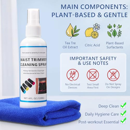 120 mL Waist Trimmer Cleaning Spray with Cloth for Fitness Belts