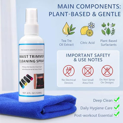 120 mL Waist Trimmer Cleaning Spray with Cloth for Fitness Belts