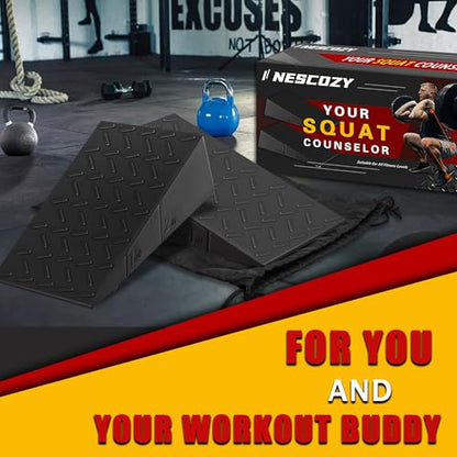 Squat Wedge Height-Adjustable Slant Board: 2Pcs Wide Wedges for Weightlifting Leg Glute Workout Improve Strength and Mobility for Gym Home - size: Large
