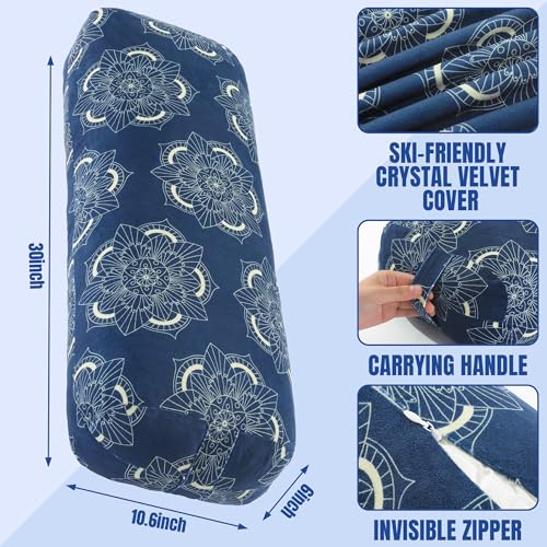 MABOZOO Yoga Bolster Pillow, Rectangular Yoga Bolster for Restorative & Meditation, Professional Meditation Cushion with Carry Handle - color: Blue, size: 30 inch
