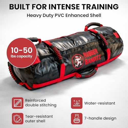 Rubberbanditz- Extra Large Fitness Sand Bag for Workout | Heavy Duty Sand Bags Weights for Crossfit, at Home Workouts, Cross-Training, Conditioning and Exercise - color: Large (120 lbs)