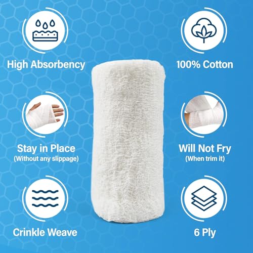 24 Cotton Gauze Roll-kerlix Gauze Bandage Rolls -STERILE - 4 Inches X 12 feet -Extra Absorbency - Medical Gauze Bandage -6 ply - Latex Free -Each roll Individual Wrapped-Hospital Grade Quality - size: 24 per Pack