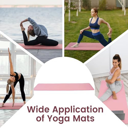 Fitvids Yoga Mat, 1/2-Inch Extra Thick High Density Exercise Mat, Anti-Tear Exercise Yoga Mat with Carrying Strap, Suitable for Various Yoga Exercises - color: Pearly Pink