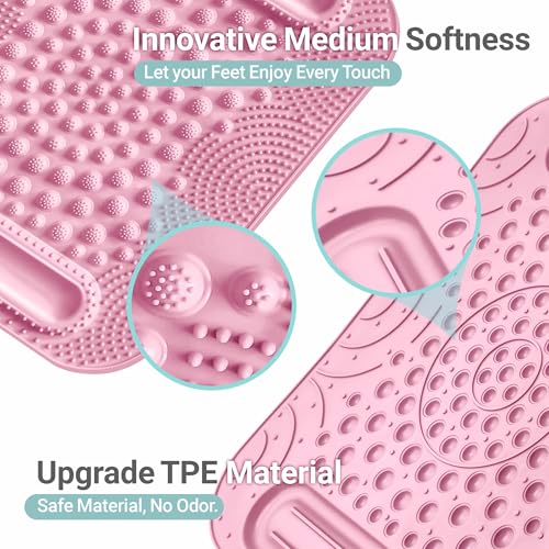 Foot Massage Mat with Two Massage Balls, 5-Zone Acupressure & Reflexology Mat for Various Stimulation, Portable Pressure Point Pad for Feet Relaxation, Pain, Fatigue Relief((Pink) - color: Pink