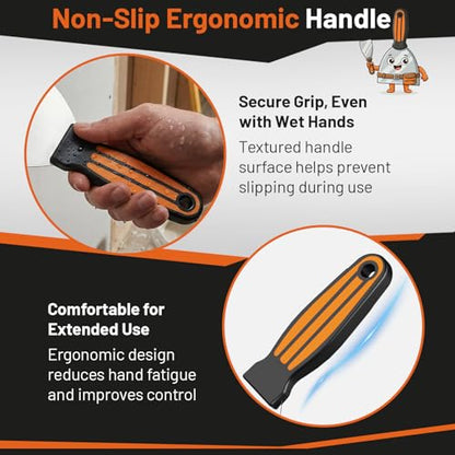 Fishark Putty Knife Set, 2/3/4/6in Stainless Steel Spackle Knives, 4Pcs | Mirror Polished Blade, Non-Slip Grip, for Drywall Repair, Paint Scraping, Taping, Wallpaper Removal, Plaster & Adhesive - color: 2" 3" 4" 6"