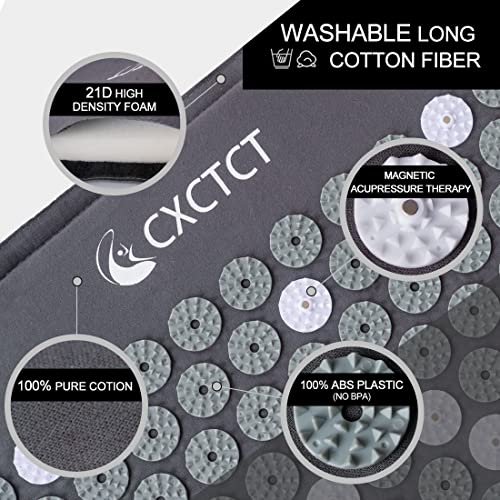 Extra Long Yoga Acupressure Mat Set,Massage Acupuncture Mat Large,Magnetic Mat Acupressure Body mat and Pillow for Neck Back Pain Relief(Grey) - color: Grey