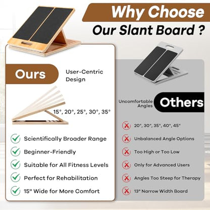 StrongTek Professional Wooden Balance and Adjustable Slant Board Set – Ideal for Core Strength, Stability, and Flexibility Training