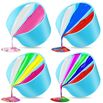 4 Pcs Split Cups for Acrylic Paint Pouring Reusable DIY Silicone Paint Pour Cup with 2-5 Channels Dividers Pour Painting Supplies Painting Tool Silicone Cup Resin Art Drawing(Blue,2/3/4/5 Channels)