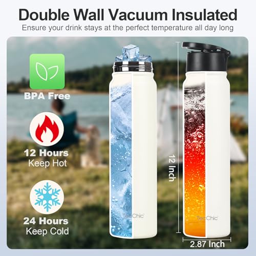 Insulated Water Bottle with Magnetic Phone Holder Compatible with MagSafe and iPhone,Double-Sided Magnet,Hot 12H Cold 24H,Stainless Steel Water Bottle Phone Mount for Sports Travel,24oz (Pink) - color: Pink