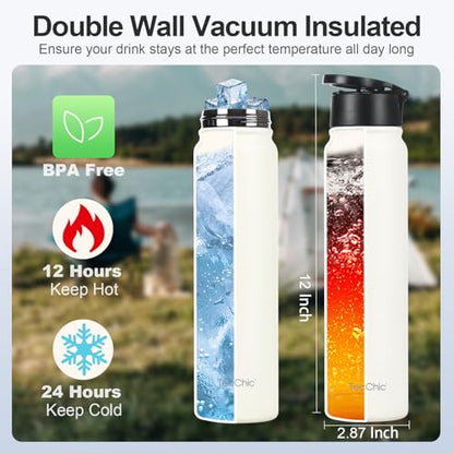 Insulated Water Bottle with Magnetic Phone Holder Compatible with MagSafe and iPhone,Double-Sided Magnet,Hot 12H Cold 24H,Stainless Steel Water Bottle Phone Mount for Sports Travel,24oz (Pink) - color: Pink