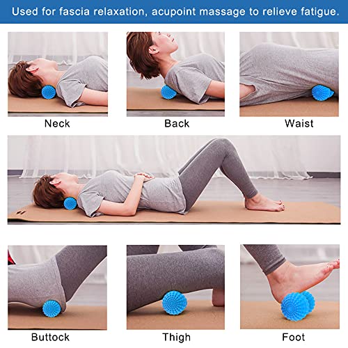 SELEWARE Peanut Massage Ball, Double Lacrosse Roller for Muscle Relief - color: Blue