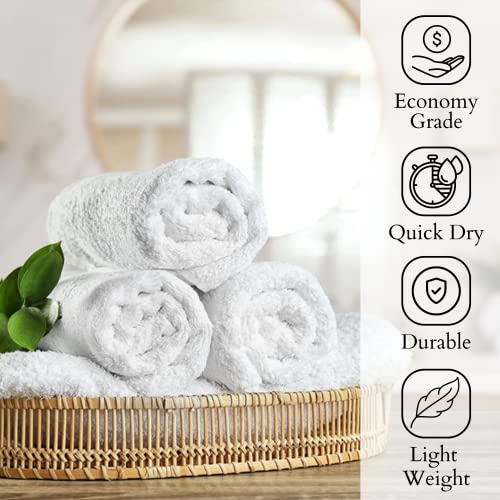GOLD TEXTILES White Hand Towels 24 Pack (15x25 Inches) Cotton Blend Salon Towels Thin, Light Weight, Quick Drying Spa Towels