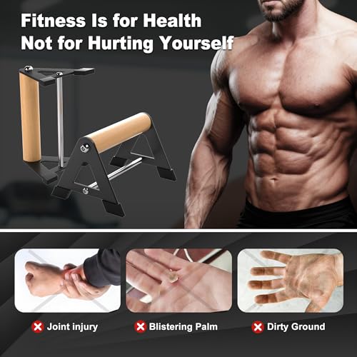 Wooden Push Up Bars for Floor, 6.5 Inch, 500 lb, Black, 2 PCS Set
