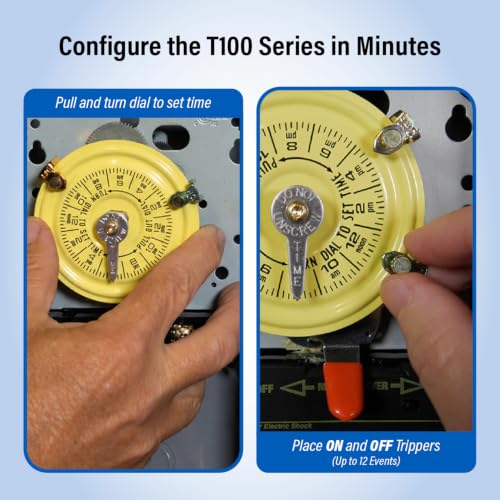 Intermatic T101 24-Hour Mechanical Timer Switch, 120V SPST 40A, Indoor | Heavy-Duty Mechanical Time Switch, Indoor Metal Enclosure, Manual Override, Ideal for Lights, Pumps, Fans, and HVAC Systems - size: 1-Pack