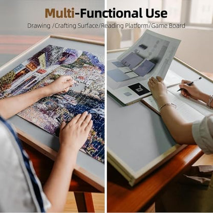ALL4JIG 1500 Pieces 2-in-1 Tilting&Rotating Puzzle Board for Adults,24.53" x 33.19" Wooden Jigsaw Puzzle Table with 4 Drawers,Portable Board with Lazy Susan and Cover,with a Table Easel-Style Tilt - size: Medium-1500pcs