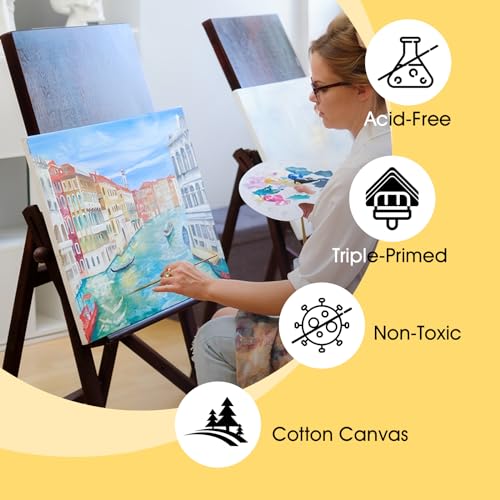 ESRICH Stretched Canvas for Painting 12 x 12 Inch, 10 Pack Blank Canvas -5/8 Inch Profile Primed Cotton White Canvases for Painting for Oil & Acrylic Paint, Art Canvases for Painting for Adult & Kids. - size: 12X12IN 10 Packs