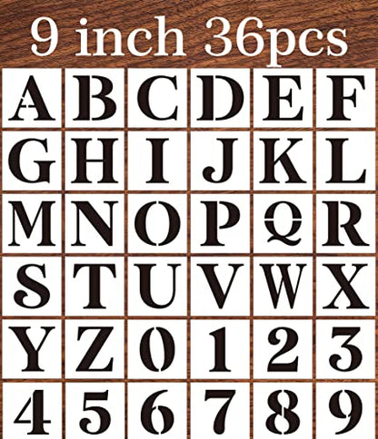 Letter Stencils for Painting 9" Alphabet Stencils | Reusable Large Letters Stencil for Painting on Wood Wall Fabrics DIY Crafts - size: 9inch