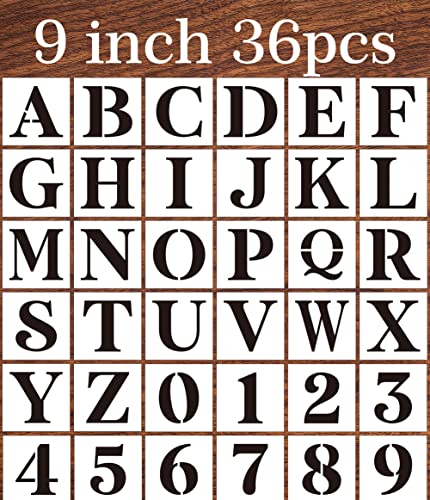 Letter Stencils for Painting 9" Alphabet Stencils | Reusable Large Letters Stencil for Painting on Wood Wall Fabrics DIY Crafts - size: 9inch
