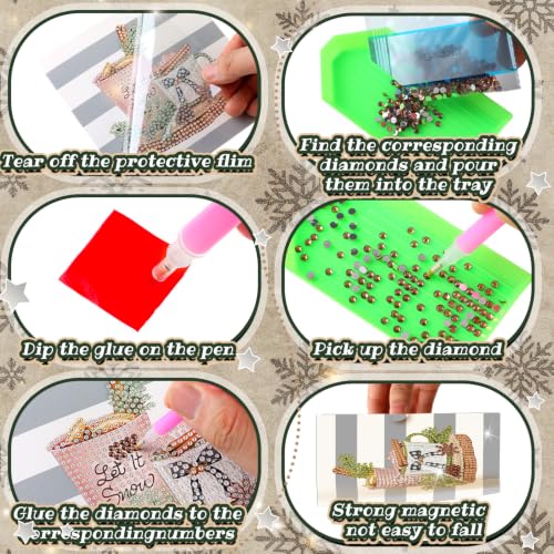 Saillong 12 Pack Neutral Christmas Diamond Painting Greeting Card Kits DIY Gray Christmas Diamond Art Cards with Envelopes Xmas 5D Rhinestones Painting Kit for Adults DIY Craft Family Friend Xmas Gift - color: Neutral Christmas