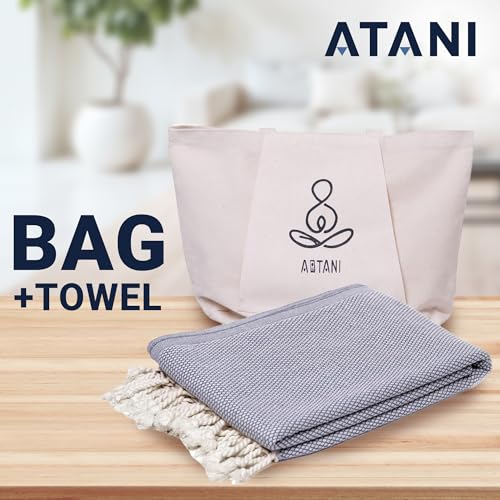 ATANI Turkish Beach Towel, Converts to a Bag, Oversized 100% Cotton Bath Towels Lightweight Quick-Dry Beach Blanket for Travel, Picnic, Camping, Yoga and Pool (Grey + Bag, 35 inc x 69 inc) - color: Grey + Bag, size: 35 inc x 69 inc