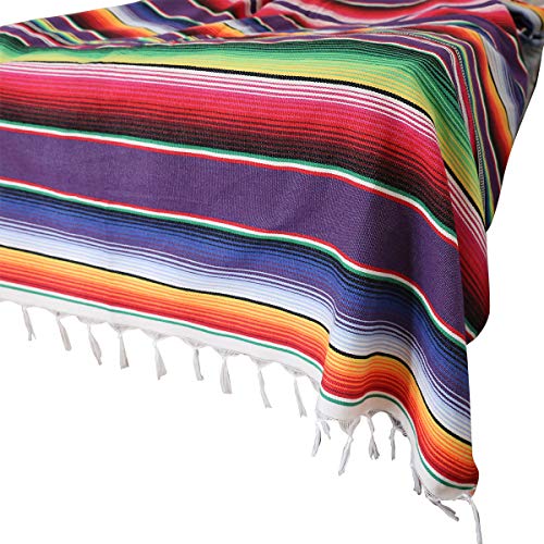 Xplanet 84 X 59 Inch Mexican Serape Blanket Bay Window Blanket, Mexican Tablecloth Serape Tatami Blanket Bed Blanket Table Cover Tapestry Blanket Picnic Mat for Mexican Party Wedding Decorations - color: Purple