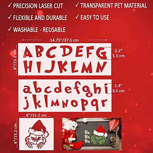 Christmas Letter and Number Stencils for Painting on Wood - Reusable Alphabet Stencils for Crafts, Signs, and DIY Art Projects
