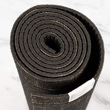 Myga Jute Yoga Mat, High Performance Vegan Floor Exercise Mat, Eco Friendly Biodegradable Yoga Mat with PVC Backing,72" x 24", 0.2" Thickness - color: Black
