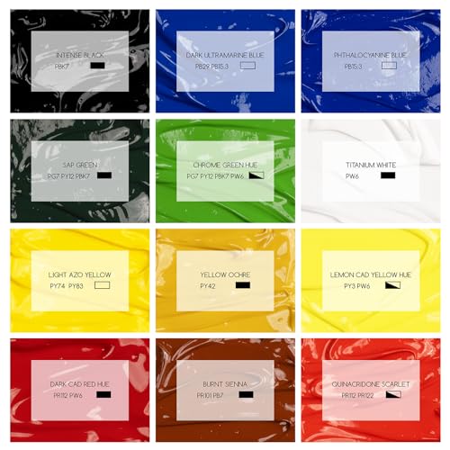 MEEDEN Acrylic Paint Set: 1L /33.8oz x 12 Colors Large Bulk Acrylic Paints | Heavy Body Gloss Finish Art Paints for Canvas Crafts Pumpkins Painting - color: 12 Colors - 1L